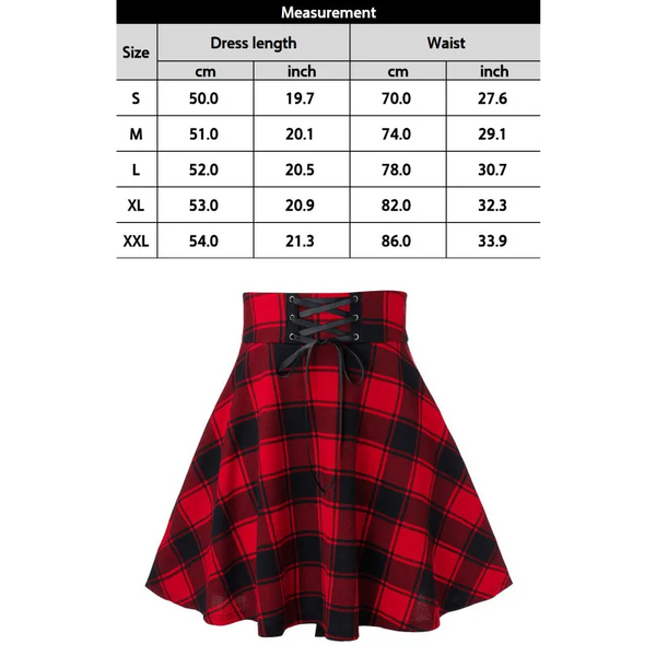 Ladies Casual Fashion A-Type Plaid Print Skirt - Skirts