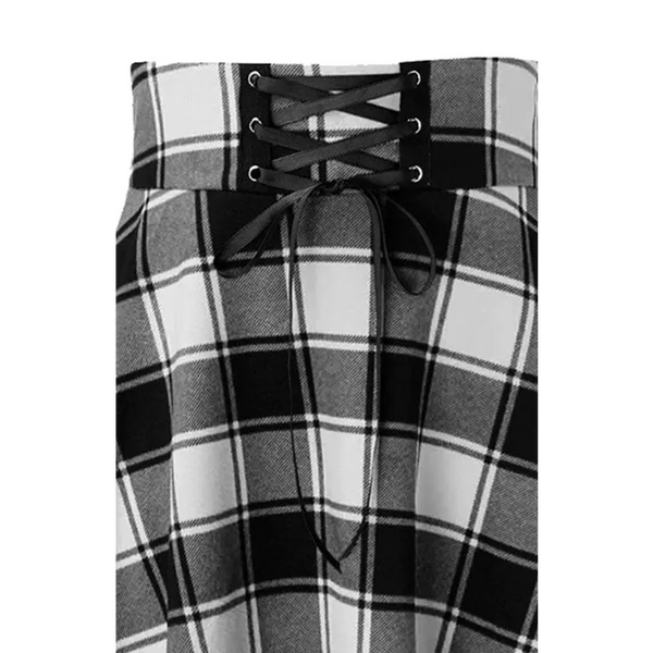 Ladies Casual Fashion A-Type Plaid Print Skirt - Skirts