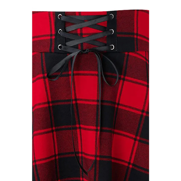 Ladies Casual Fashion A-Type Plaid Print Skirt - Skirts