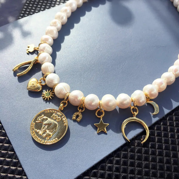 Lucky Charm Pearl Necklace - Necklaces