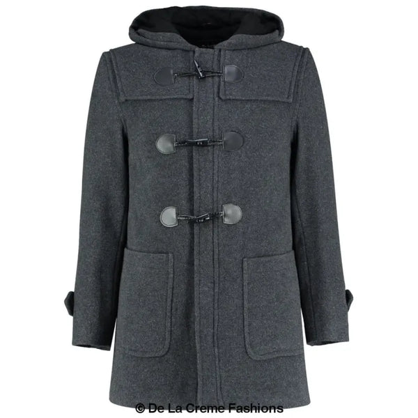 Men’s Wool Blend Hooded Duffle Coat - Coats & Jackets