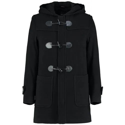 Men’s Wool Blend Hooded Duffle Coat - S / Black Coats &