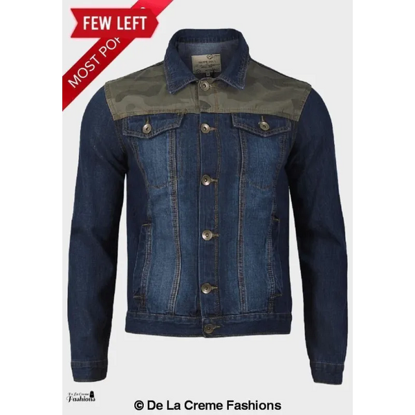 Men’s Camo Print Denim Jacket - Coats & Jackets