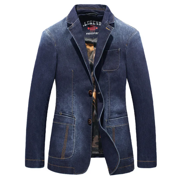 Men’s Casual Loose Denim Multi-pocket Suit Jacket - Coats &