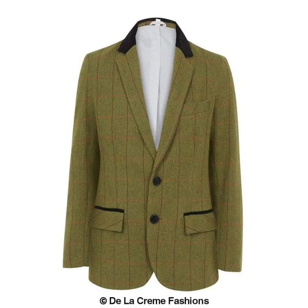 Mens Luxury Wool Blend Jacket Velvet Trim - Coats & Jackets