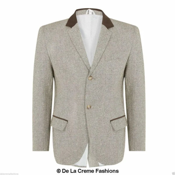 Mens Luxury Wool Blend Jacket Velvet Trim - Coats & Jackets