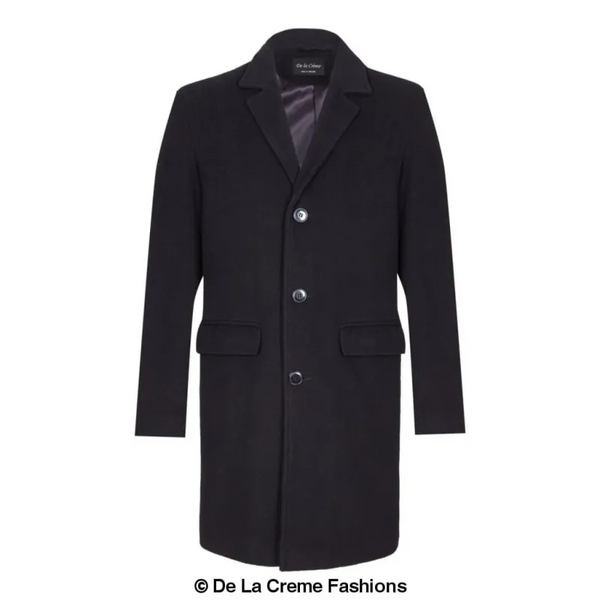 Men’s Single Breasted Wool Mix Overcoat - Coats & Jackets