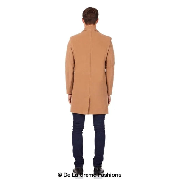 Men’s Single Breasted Wool Mix Overcoat - Coats & Jackets