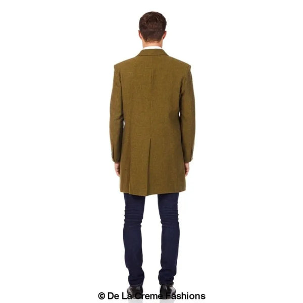 Mens Wool Blend Herringbone Design Coat - Coats & Jackets