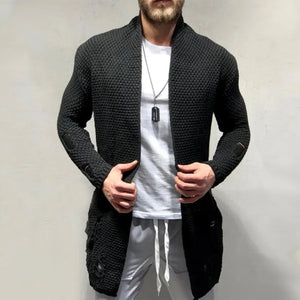 Mid-Length Loose Cardigan Knitted Jacket - Black / S - Coat