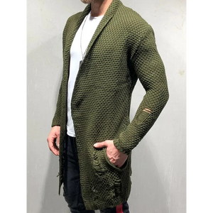 Mid-Length Loose Cardigan Knitted Jacket - Green / S - Coat