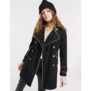 Military Coat with Contrast Buttons - Coats & Jackets