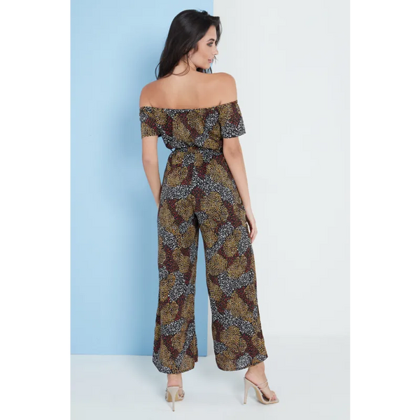 Multi Spot Print Bardot Culotte Jumpsuit - Jumpsuits &