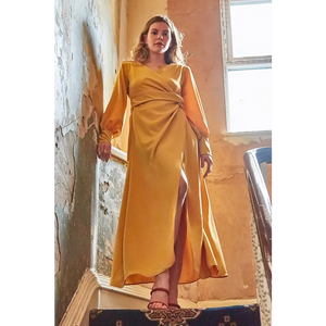 Mustard Wrap Dress - Dresses