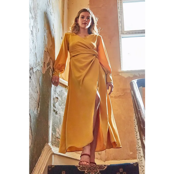 Mustard Wrap Dress - Dresses