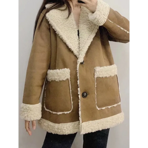New style suede fur one double-sided fleece coat - Khaki /