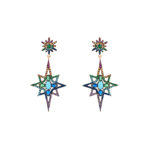 Northern Star Burst Multi Coloured Gemstone Earrings