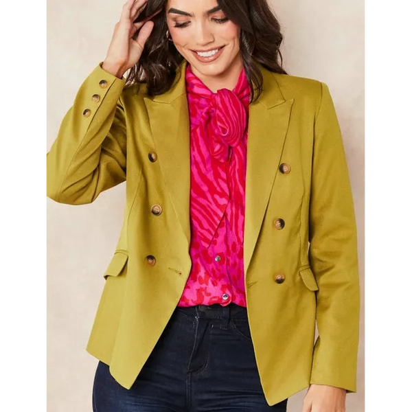 Olive Solid Blazer - 18 / Coats & Jackets