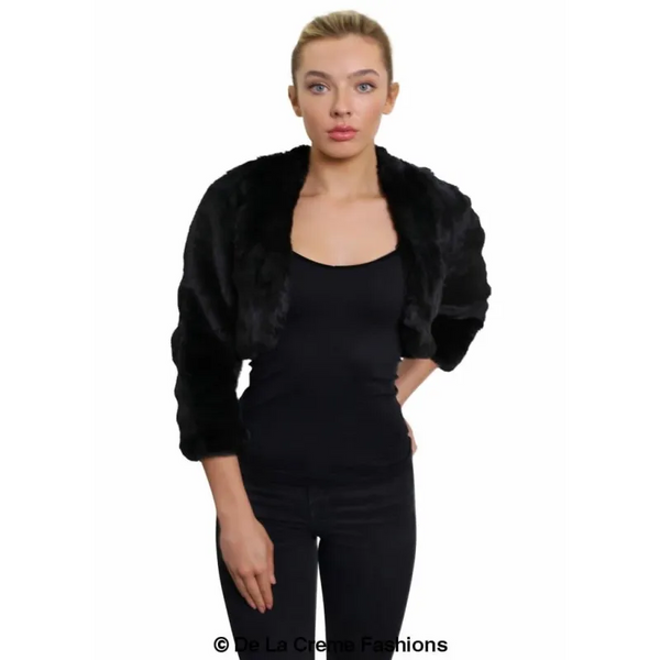 Open Front Faux Fur Bolero - Coats & Jackets