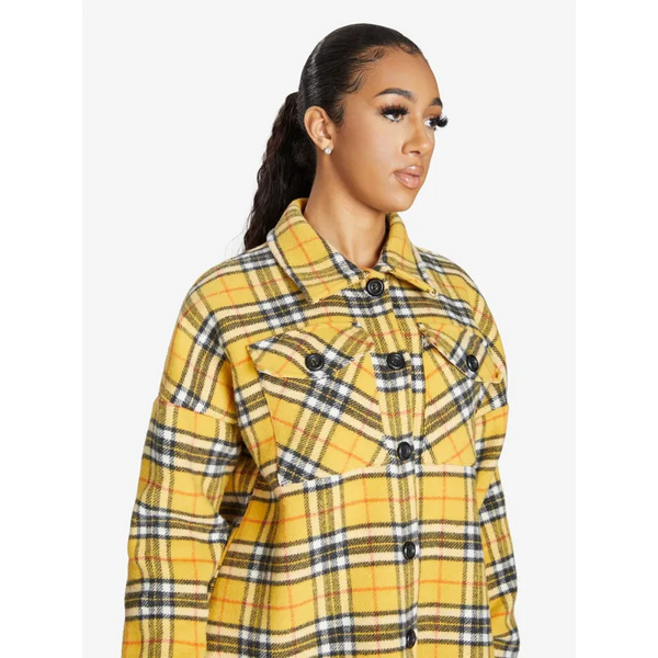 Oversized Nova Check Wool Blend Shacket - Coats & Jackets