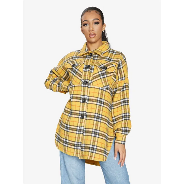 Oversized Nova Check Wool Blend Shacket - Coats & Jackets