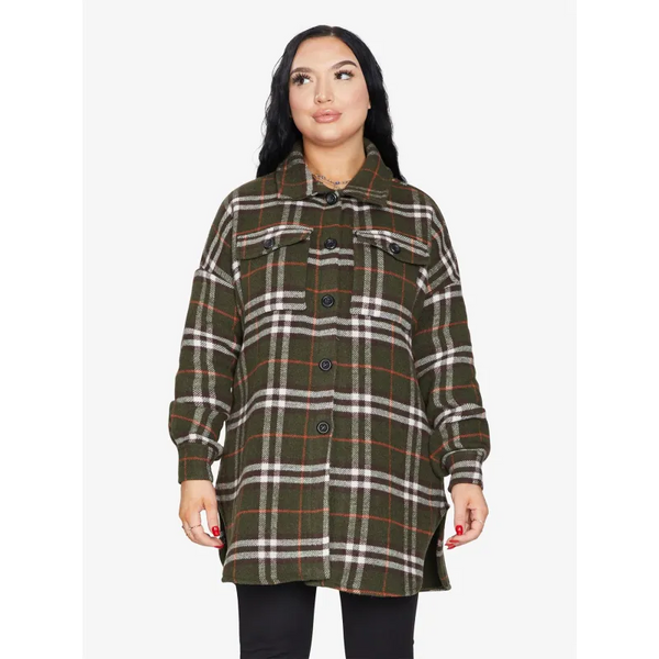 Oversized Nova Check Wool Blend Shacket - Coats & Jackets