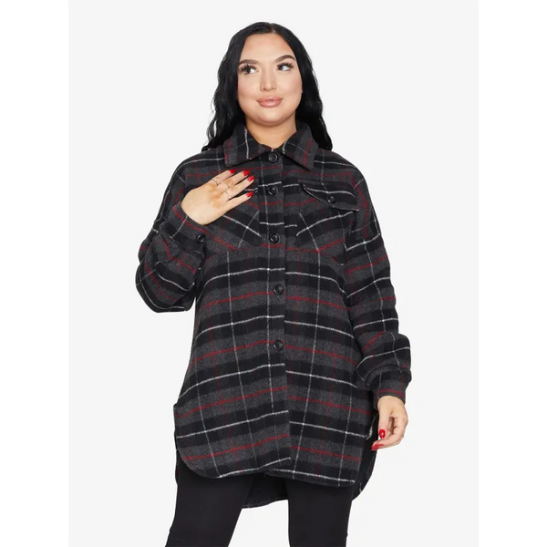 Oversized Nova Check Wool Blend Shacket - Coats & Jackets