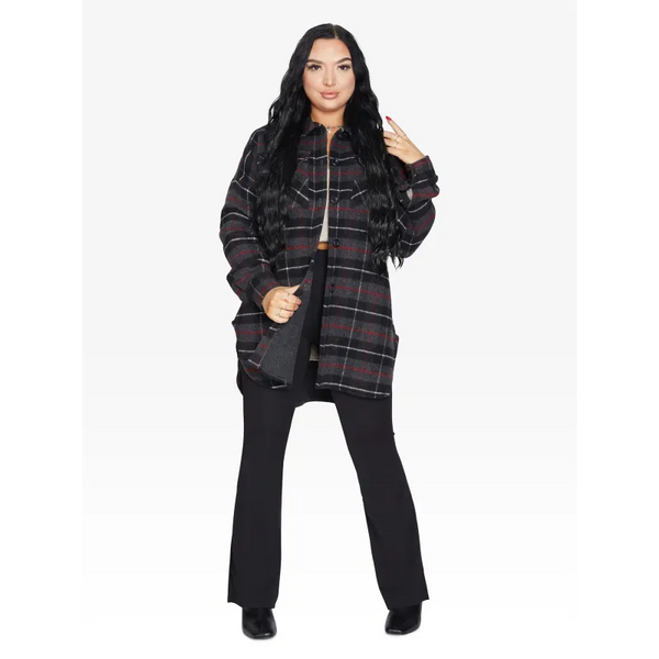 Oversized Nova Check Wool Blend Shacket - Coats & Jackets