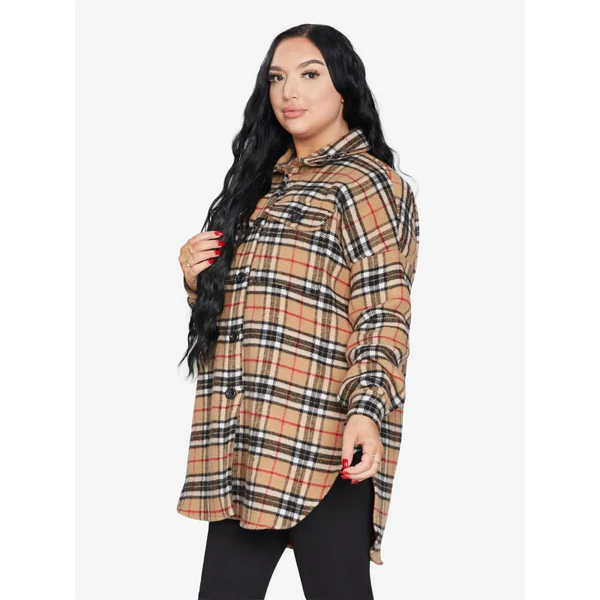 Oversized Nova Check Wool Blend Shacket - Coats & Jackets