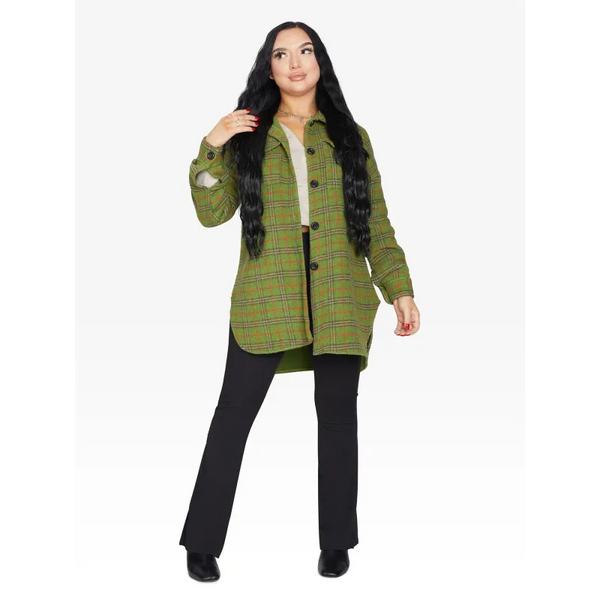 Oversized Nova Check Wool Blend Shacket - Coats & Jackets