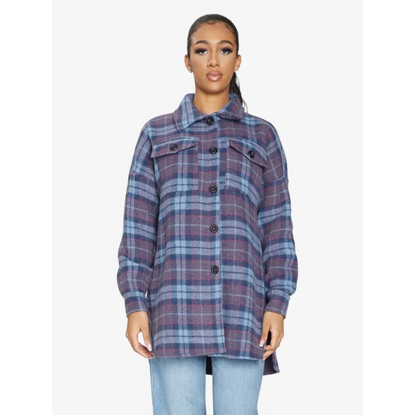 Oversized Nova Check Wool Blend Shacket - Coats & Jackets