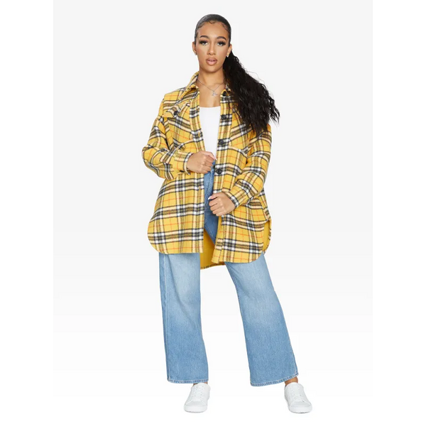 Oversized Nova Check Wool Blend Shacket - Coats & Jackets