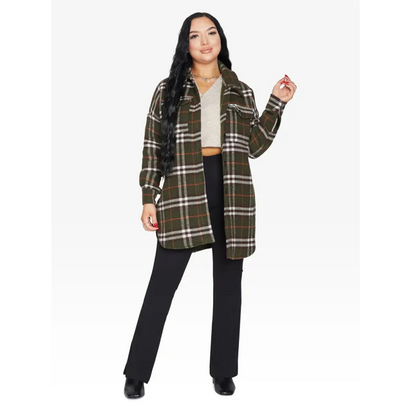 Oversized Nova Check Wool Blend Shacket - Coats & Jackets