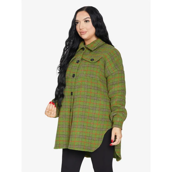 Oversized Nova Check Wool Blend Shacket - Coats & Jackets