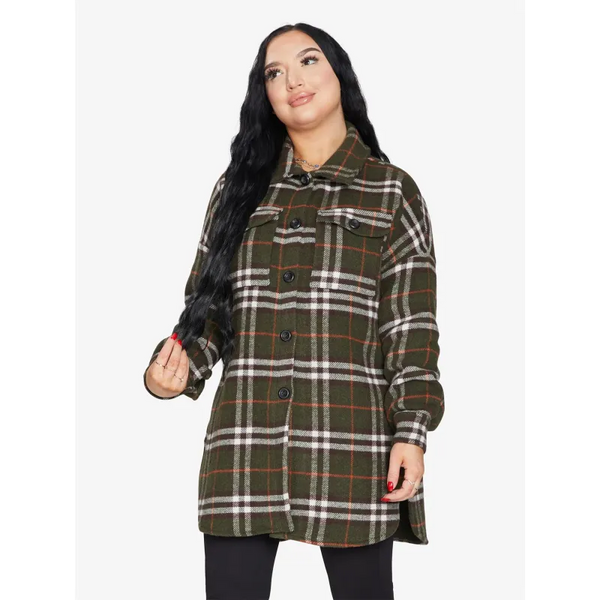 Oversized Nova Check Wool Blend Shacket - Coats & Jackets