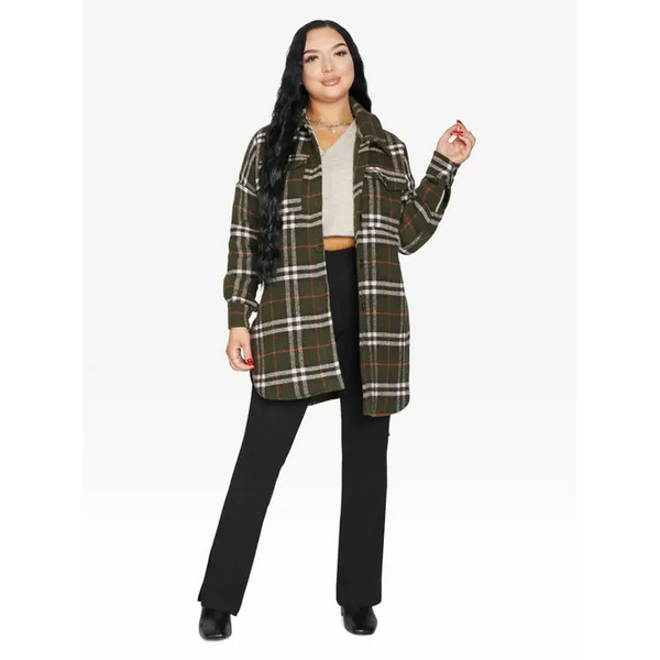 Oversized Nova Check Wool Blend Shacket - One Size (Fits UK