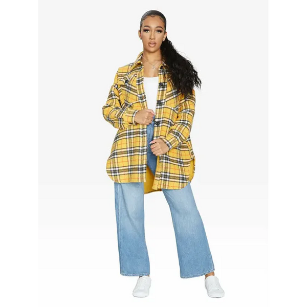 Oversized Nova Check Wool Blend Shacket - One Size (Fits UK