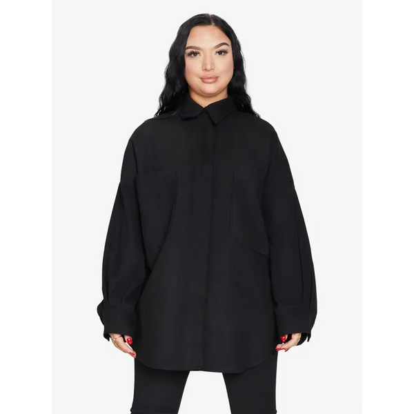 Oversized Patch Pocket Shacket - Jackets & Coats