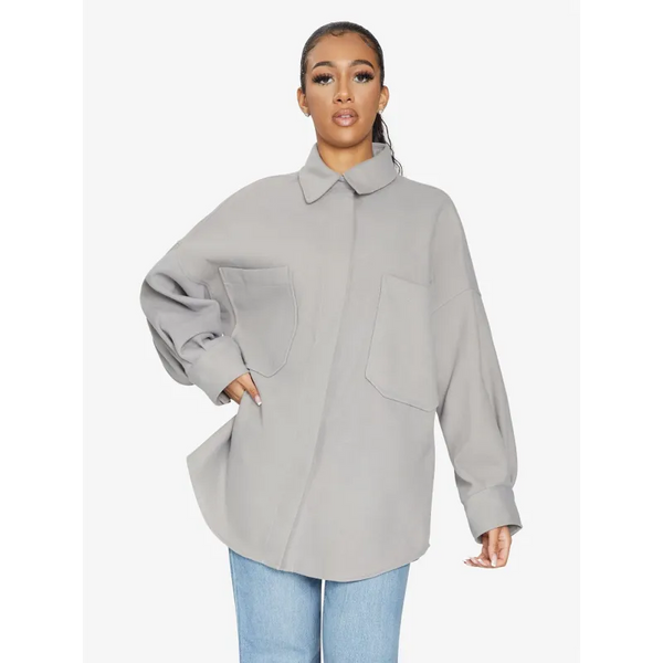 Oversized Patch Pocket Shacket - Jackets & Coats