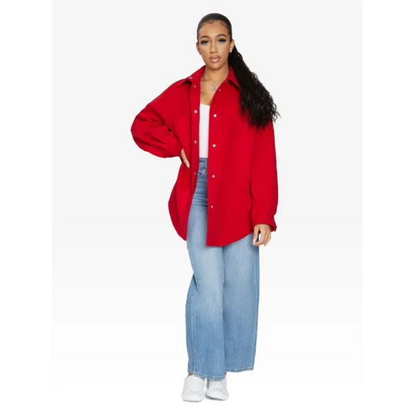 Oversized Patch Pocket Shacket - Jackets & Coats