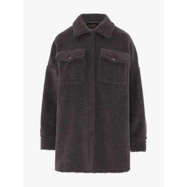 Oversized Stud Button Borg Teddy Shacket - Coats & Jackets