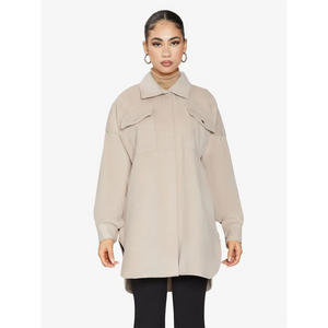 Oversized Stud Button Shacket - Jackets & Coats