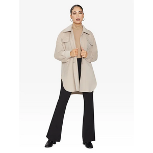 Oversized Stud Button Shacket - Jackets & Coats