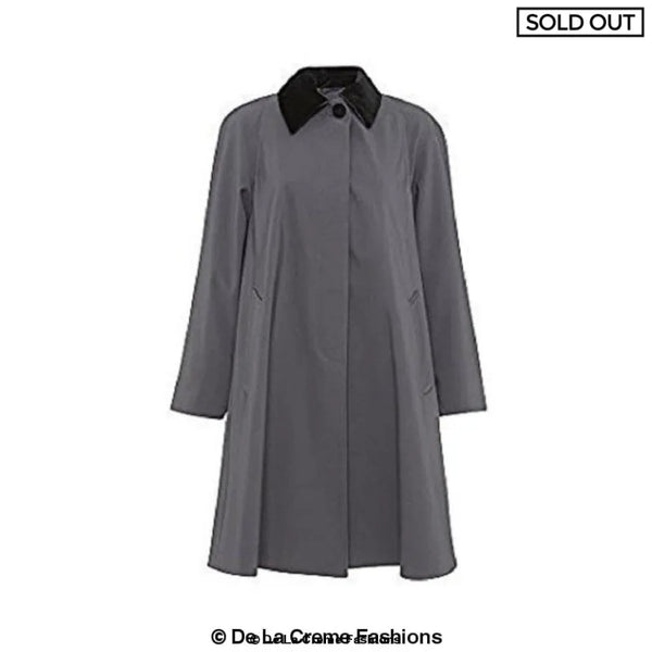 Oversized Velvet Trim Lightweight Swing Coat - Coats &