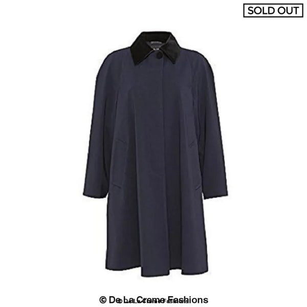 Oversized Velvet Trim Lightweight Swing Coat - Coats &