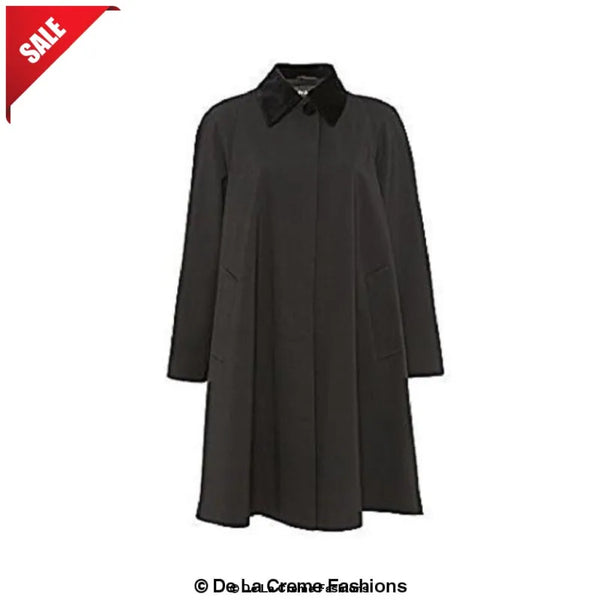 Oversized Velvet Trim Lightweight Swing Coat - Coats &