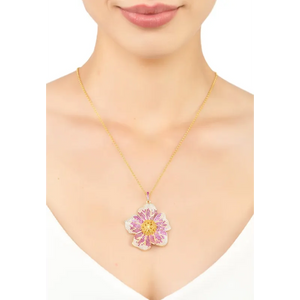 Pansy Flower Pink Necklace Gold - Jewelry & Watches
