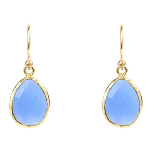 Petite Drop Earrings Dark Blue Chalcedony Gold - Accessories