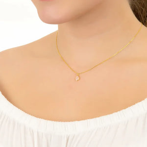 Pisa Mini Teardrop Necklace Gold Blue Topaz - Accessories
