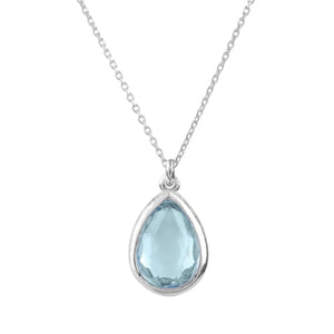 Pisa Mini Teardrop Necklace Silver Blue Topaz - Accessories
